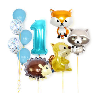 Renard <span class=keywords><strong>de</strong></span> dessin animé, hérisson, écureuil, ensemble <span class=keywords><strong>de</strong></span> ballons <span class=keywords><strong>de</strong></span> raton laveur ballons combinés numériques bleus pour <span class=keywords><strong>la</strong></span> décoration <span class=keywords><strong>de</strong></span> fête d'anniversaire des enfants - Product Image 1
