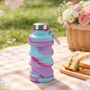 Botella de Agua Plegable de Silicona de 500 ml, Portátil, para Uso en Exteriores y Campamentos - Product Image 1