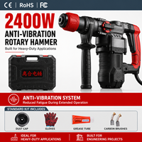 Marteau perforateur rotatif 2400W avec mallette de transport, embrayage de sécurité et système anti-vibration pour le perçage, le cisaillage et la démolition du béton
