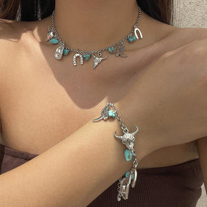 Collar retro turquesa multicapa para mujer, accesorios versátiles para collar, accesorios para dijes - Product Image 3