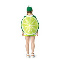 Volwassen limoenplak fruitkostuumset, bedrukte losse tuniekoutfit met bijpassende groene fruitmuts voor carnaval, Halloween-feest, cosplay