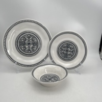 Service de table minimaliste en mélamine de haute qualité, compatible lave-vaisselle, vaisselle en mélamine portable, vaisselle occidentale personnalisée en mélamine