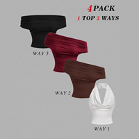Tops de Mujer 2026 Primavera Verano, Nuevas Camisetas Sexys de Color Sólido sin Espalda ni Tirantes para Damas, 1 Top con 3 Formas de Uso
