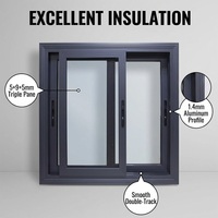 Fenêtre coulissante moderne en alliage d'aluminium à double vitrage isolant insonorisé, prix de gros usine