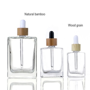 Tùy chỉnh rỗng 15ml 30ml 50ml 100ml Pháp vuông rõ ràng thủy tinh mỹ phẩm chai tinh dầu tre Chai nhỏ giọt - Product Image 2