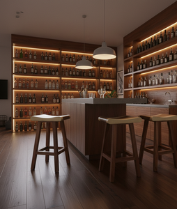 Chaise de bar ergonomique en bois de suar aux courbes fluides et à la structure solide, idéale pour les bars, les cafés et les intérieurs hôteliers. - Product Image 2