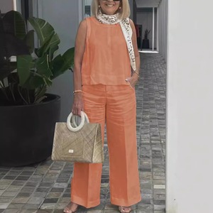 <span class=keywords><strong>Traje</strong></span> <span class=keywords><strong>de</strong></span> Verano 2026, Nuevo Estilo, Sin Mangas, Color Sólido, Algodón y <span class=keywords><strong>Lino</strong></span> - Product Image 1