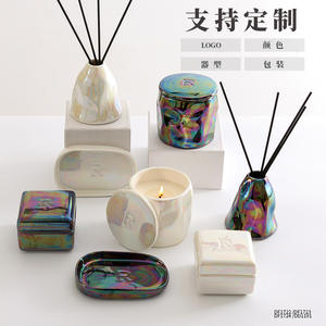 Juego de Portavelas de Cerámica Retro con Tapa, Diseño con Acabado Perlado, Ecológico, Regalo para Decoración del Hogar DF1722 - Product Image 4