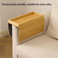 OEM Rutschfester Bambus-Sofa-Armlehnen-Organizer Großhandel Couch-Armtablett mit Abnehmbarem Getränkehalter
