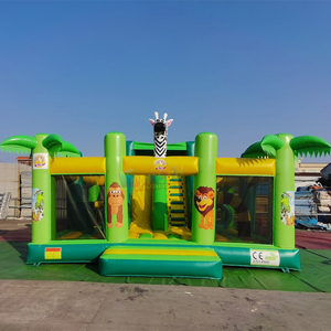 Outdoor kids party bounce house with slide parc gonflable commercial jungle <b>inflatable</b> bouncy castle combo - Product Image 1