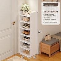 Meuble à chaussures moderne minimaliste en acier, multi-niveaux, 7 étagères, compact, pour coin, étroit, haut, capacité 36-49 paires, pour entrée de maison