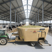 Nouvelle remorque mélangeuse d'aliments TMR universelle HINDA 9JQL-22, broyeur vertical d'ensilage, 120 CV, 22 m, acier Q355, moteur diesel haute performance