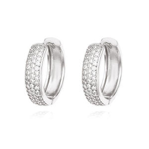 Foxi Jewelry OEM ODM Micro Pave CZ Pendientes <span class=keywords><strong>de</strong></span> diamantes Vintage Gold Circle Geometric Dangle Hoop Earring para mujer - Product Image 3