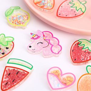 Cartone animato acrilico ciondoli frutta unicorno limone gelato cuore con strass decorazione artigianale per cassa del telefono scarpe - Product Image 6
