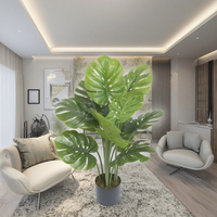 Haute qualité en plastique exotique Monstera deliciosa en pot vert réaliste feuille plante artificielle pour la décoration de jardin à la maison