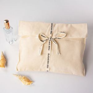 Custom Logo Printing Natural Envelope Cotton Canvas Clothes Pillow Pouch Bag With Cotton <b>Bow</b> Envelope Dust Pouch - Product Image 1
