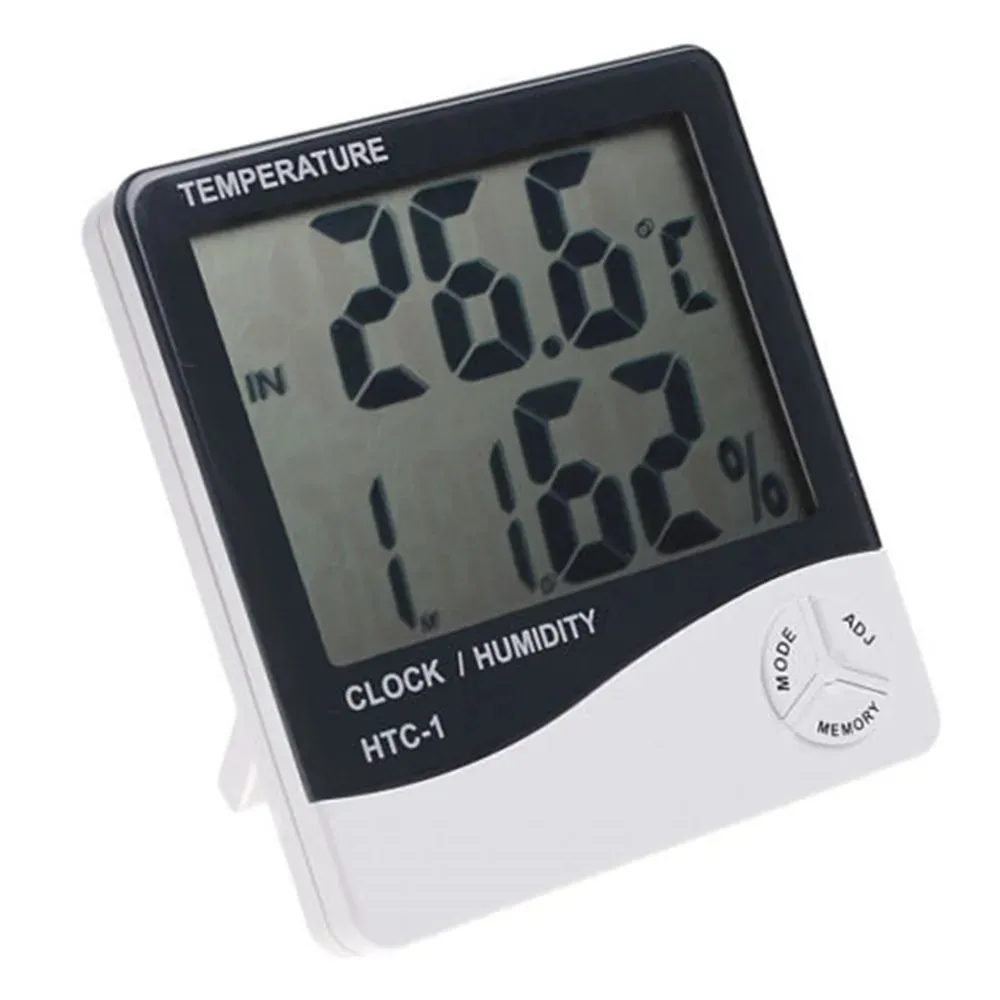 Temperatuur Vochtigheidsmeter Lcd Digitale Elektronische Thermometer Hygrometer Verstelbare Weerstation Binnenkamer Met Wekker