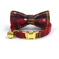Collier pour chat avec clochette et motif de Noël mignon, nom gravé, rouge, accessoire pour les fêtes d'hiver