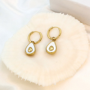 Avocado Shape Huggie Earrings <b>Titanium</b> Steel Gold And Silver Color For Women Gift Jewelry Fashion <b>Stud</b> Earrings - Product Image 3