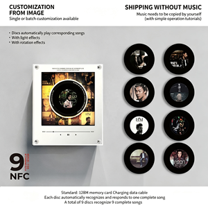 Album photo NFC personnalisé, lecteur de musique, aimant de réfrigérateur avec effet de lumière LED rotative, 9 disques NFC pour cadeau - Product Image 4