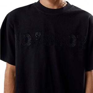 Camiseta de algodón de gran tamaño 100% para hombre, estampado personalizado con diseño de diamantes de imitación y camisetas de tela de punto con patrón - Product Image 2