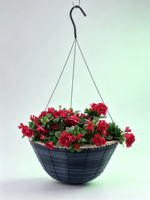 Panier suspendu tissé bleu marine avec bord en corde beige, 3 crochets métalliques, style américain, pot de fleurs de jardin sculpté à la main pour la maison