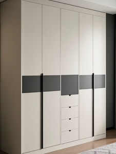 Armoire de chambre à coucher moderne et simple, personnalisable en bois, MDF, armoire à vêtements - Product Image 4