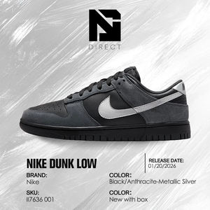 Nike Wmns Dunk Low 'black Anthracite Silver' Zapatos de skate para mujer, zapatillas informales de lujo - Product Image 6