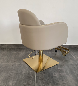 Silla de Peluquería Hidráulica Reclinable, Dorada y Gris, para Salón de Belleza y Barbería - Product Image 3