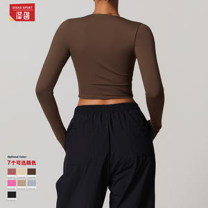 Camiseta Deportiva de Yoga para Mujer Disko Sport, Cuello Cuadrado, Manga Larga, DCX8662, Espalda Descubierta, Color Sólido - Product Image 3