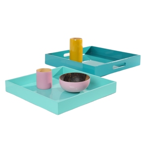 Bandeja de servir artesanal de laca Minh Giang para decoración moderna del hogar y exhibición de lujo en la mesa, bandeja de madera brillante de primera calidad - Product Image 1