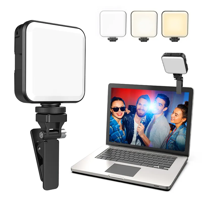 2000mAh Battery Rechargeable Video Conference Lighting Clip on Camera Lights 3000-6000K LED Light for Laptop Computer