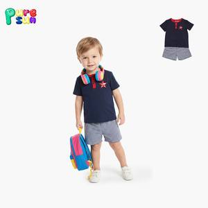 Puresun 独立日短袖儿童服装套装 儿童服装印花 100% 棉 男童服装套装 - Product Image 1