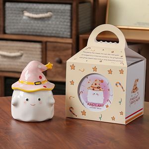 Taza de Cerámica de Alta Calidad con Diseño de <span class=keywords><strong>Fantasma</strong></span> de Dibujos Animados, con Tapa, Regalo para Niñas y Novias - Product Image 1