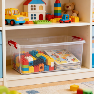 Caja de Almacenamiento Apilable de Plástico PP Transparente Rectangular de 21 Litros, Organizador para Cosméticos, Joyas y Herramientas, Disponible en Almacén de EE. UU. - Product Image 2