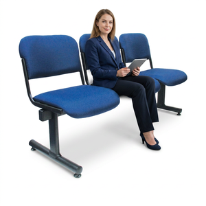 Fauteuil à trois places KINSHA en tissu bleu moderne avec base en métal, garantie 1 an, pour la maison, le bureau, l'école, l'hôpital, la banque - Product Image 1
