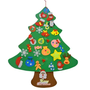 Trending products 2024 new arrivals felt christmas tree set with 30pcs ornaments for kids