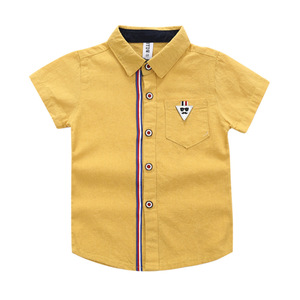 Chemise pour bébé garçon, style tendance, été, manches courtes, coton imprimé, bouton, poche, douce, décontractée - Product Image 2