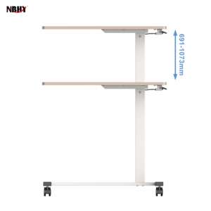 Mobile Height Adjustable Pneumatic Two Platform <b>Standing</b> <b>Desk</b> with Wheels Rolling Sit Stand Workstation - Product Image 4