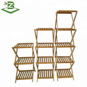Étagère à chaussures <span class=keywords><strong>pliable</strong></span> à 3 niveaux en <span class=keywords><strong>bambou</strong></span>, type sol, empilable, pour le rangement des vêtements/sacs dans le salon - Organisateur moderne pour chaussures et vêtements - Product Image 6