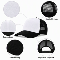 Gorras Trucker de 5 Paneles con Malla Trasera de Espuma Blanca y Negra, Ajustables con Cierre a Presión, para Verano, Deporte y Protección Solar, Venta al por Mayor Económicas