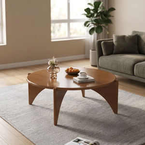 Modern <b>Round</b> Wood <b>Coffee</b> <b>Table</b> Midcentury Design Durable Living Room Furniture - Product Image 2