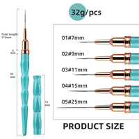 Pinceau pour liner à ongles, manucure professionnelle, bricolage, dessin, peinture, fleurs, lignes, rayures, stylo, manche en plastique, nylon, ensemble de couverture pour nail art