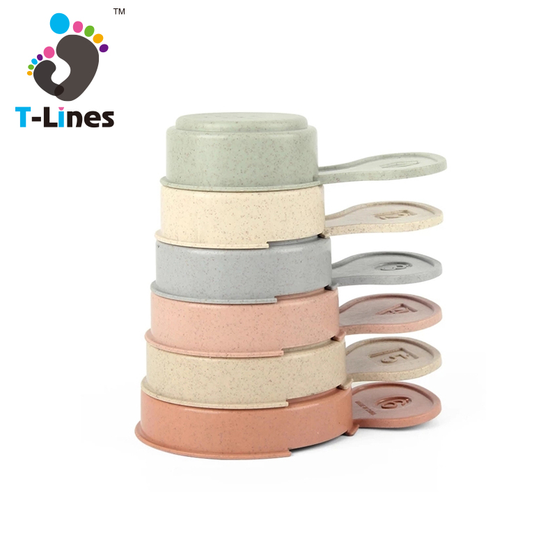 Пластиковые ранние образовательные штабелируемые чашки для детской ванны, пшеничная солома, цветные плавающие игрушки morandi для водяного душа