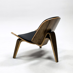 Fauteuil en cuir avec coque en bois massif, chaise de salon rétro à structure en bois, chaise à dossier ergonomique pour salon et chambre, personnalisable - Product Image 2