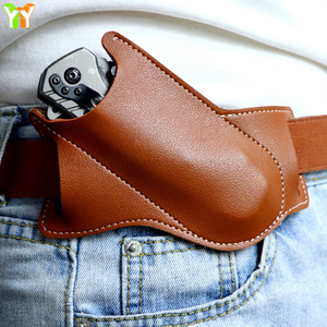 حافظة سكين قابلة للطي للرجال من الجلد الصناعي بتصميم مفتوح من الأعلى، مناسبة لسكين الجيب بطول 5 بوصات، صديقة للبيئة، مع إمكانية تخصيص الشعار، هدية من ماركة YY - Product Image 1