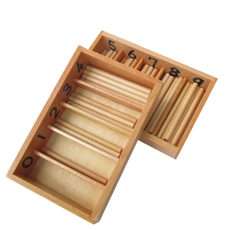 Spindle Box Montessori Educational Toys Natural Wooden Spindle Counting Box Montessori Materials, Learning Toys and Furniture