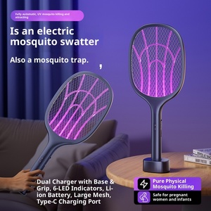Matamoscas 2 en 1, luz LED de 3000V, Control de plagas de alta recargable, atrapamoscas, lámpara <span class=keywords><strong>antimosquitos</strong></span>, batería para mosquitos - Product Image 2