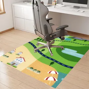 Customized Printed Logo Gaming Anti-Slip PVC Rolling Chair Floor Mat For Chair Carpet