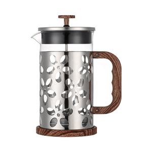 Personnalisé et vente en gros poignée de <span class=keywords><strong>grain</strong></span> de bois cafetière en verre borosilicate théière cafetière presse française - Product Image 2